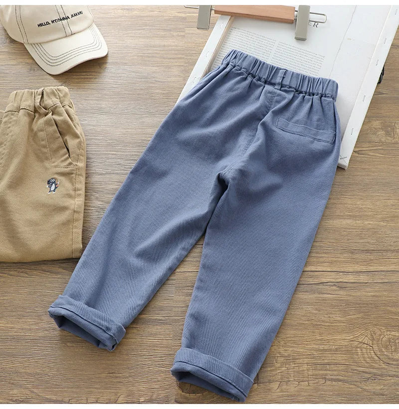 Boys' Summer New Cartoon Embroidered Jeans Versatile Small Legged Haren Pants Casual Pants Children's Stylish Pants