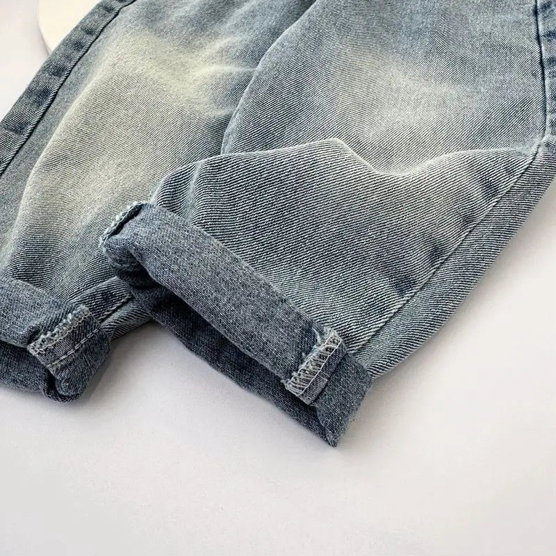 Pantalones vaqueros para bebés, primavera y otoño 2024, informales, sencillos y largos, coreanos