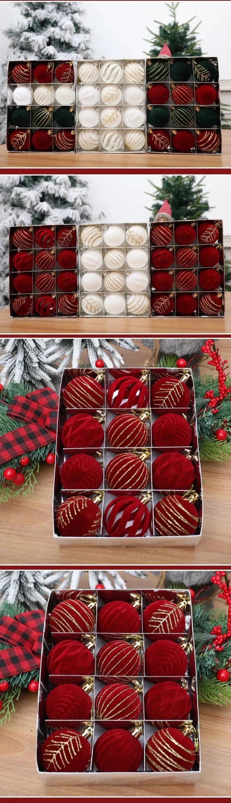 12/16 piezas de adornos navideños de bolas de color rojo vino de 6 cm, con efecto nevado, para árbol de Navidad, fiestas, Año Nuevo, esferas navideñas colgantes.