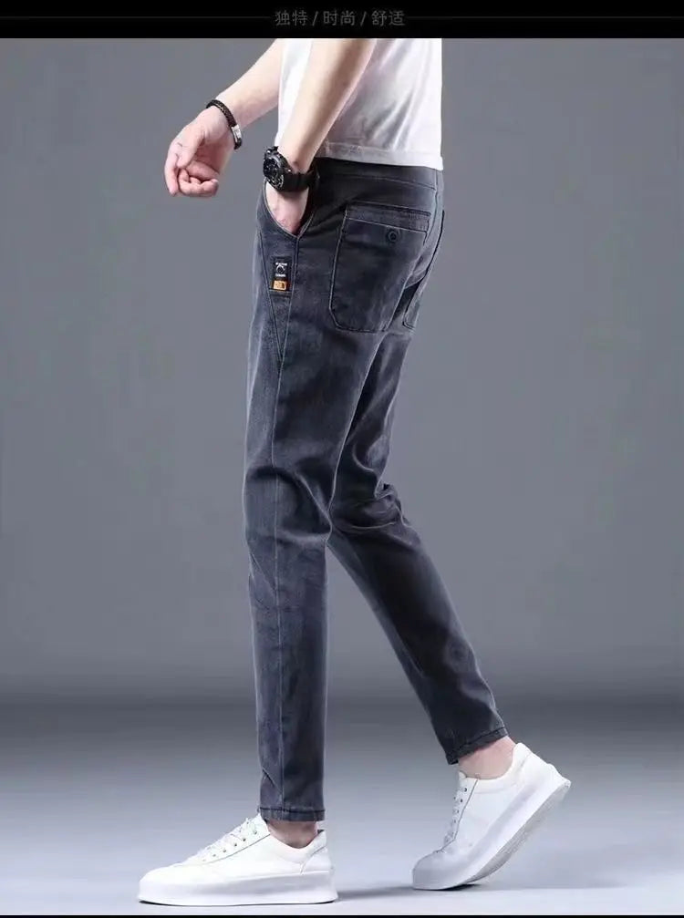 2024 New Korean Fashion Summer Thin Loose Jeans Mens Drawstring Pants Golf Joggings Jeans Man Japanese Streetwear Harem Trousers