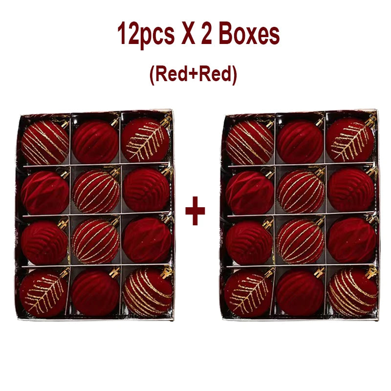 12/16 piezas de adornos navideños de bolas de color rojo vino de 6 cm, con efecto nevado, para árbol de Navidad, fiestas, Año Nuevo, esferas navideñas colgantes.