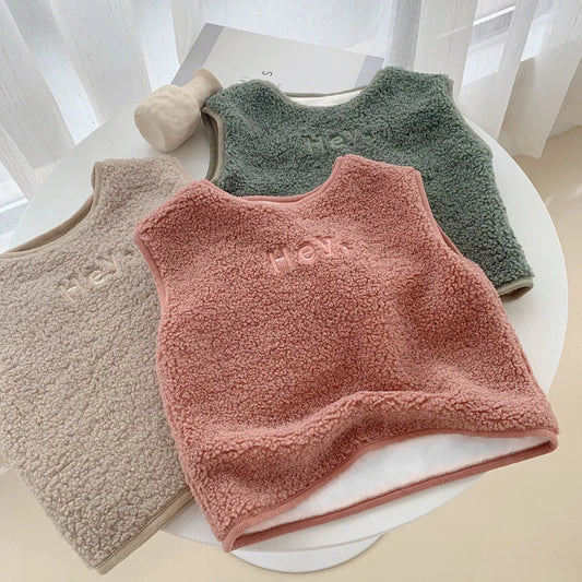 Vests & Waistcoats Girls Boys Polar Fleece Jacket Outer Wear Casual Simple Letter Embroidered Jacket Autumn Winter Children's