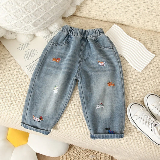 Pantalones de algodón orgánico para niños Ircomll, pantalones casuales para niños y niñas, pantalones con letras bordadas de moda para primavera y otoño, de 2 a 8 años