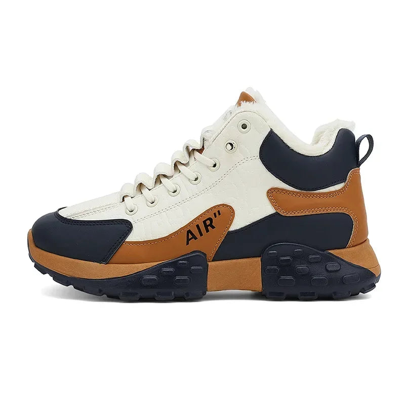 Zapatos de plataforma cálidos de algodón para hombre, zapatillas gruesas para hombre, zapatos vulcanizados de invierno, zapatillas casuales de moda para hombre, botas de nieve de caña alta