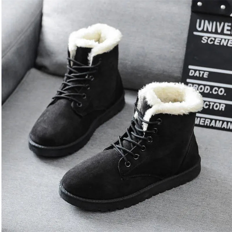 New Fashion Women Boots Winter Snow Boots Female Boots Warm Lace Flat with Women Shoes Tide Shoes Hot Sale 35-40