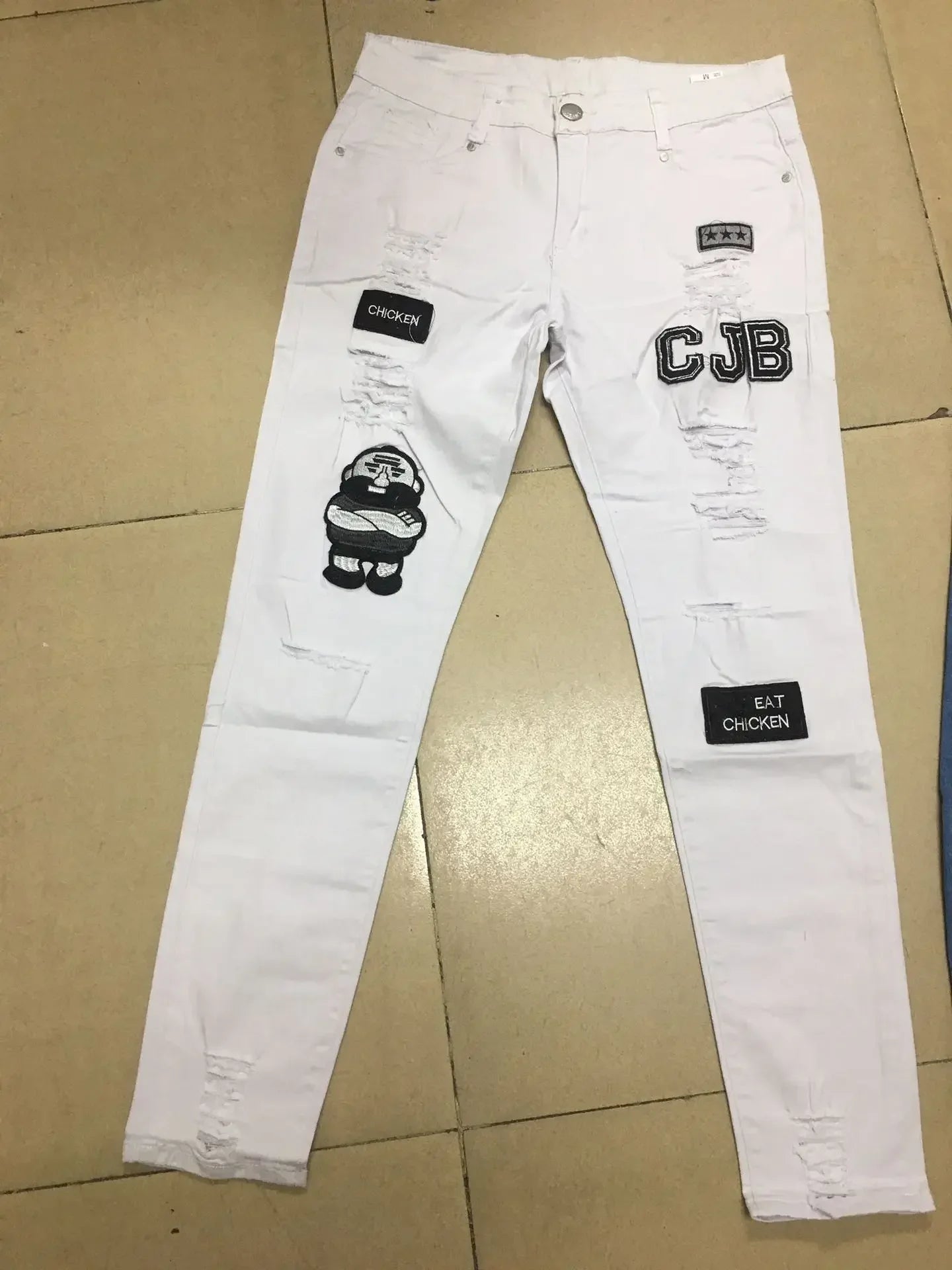 Punk Denim Pants Men Jeans Skinny Ripped Hole Patchwork Slim Pencil Denim Hip Pop Trousers Autumn Plus Size Streetwear Men's