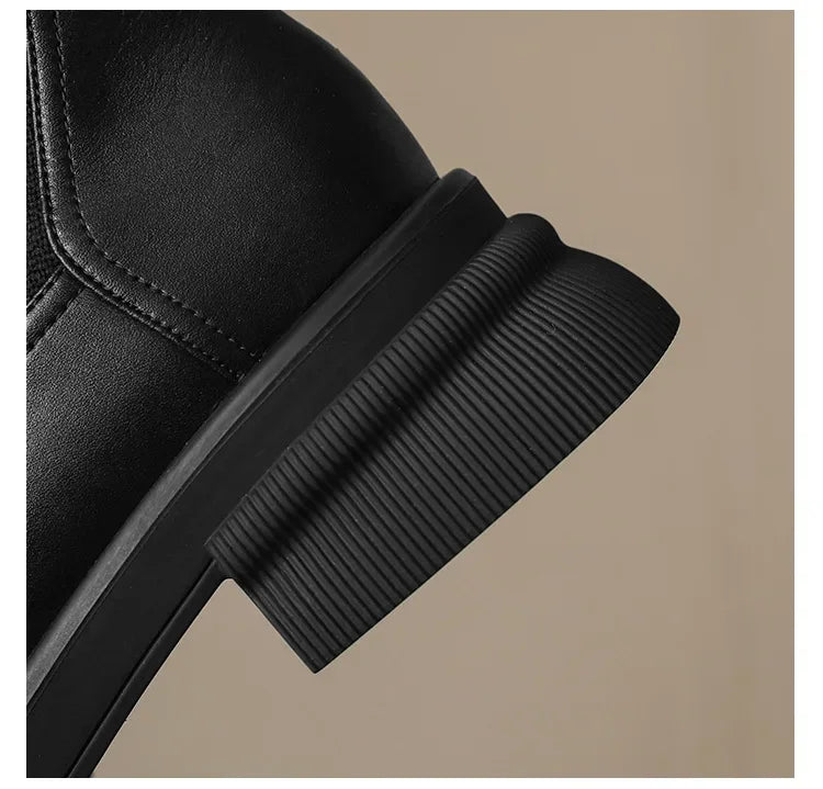 Botas Chelsea nuevas para mujer, estilo retro, suela gruesa, tacón grueso, calcetines elásticos, botines para mujer, botines Chelsea