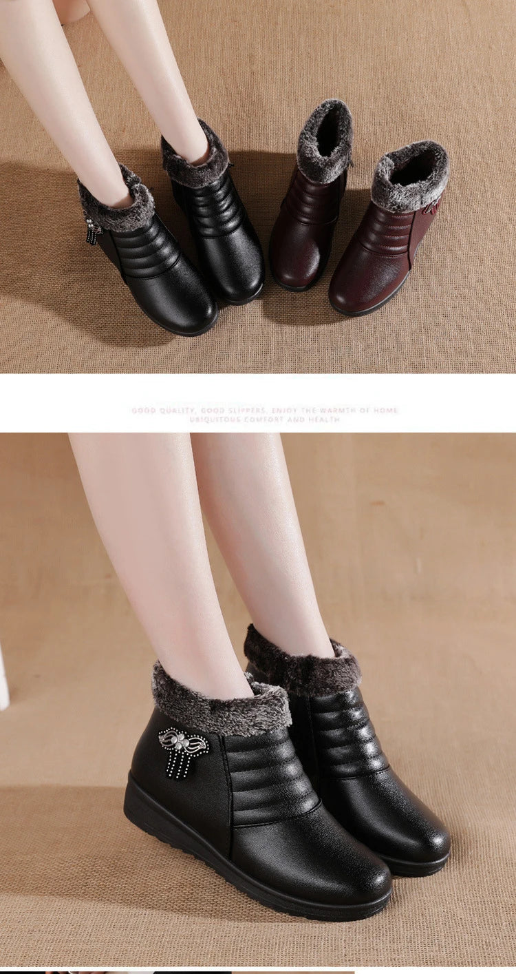 Nuevas botas de invierno para mujer, botines gruesos de felpa para mujer, con cremallera, cómodas botas de nieve para exteriores, zapatos de algodón a la moda, botas De Mujer