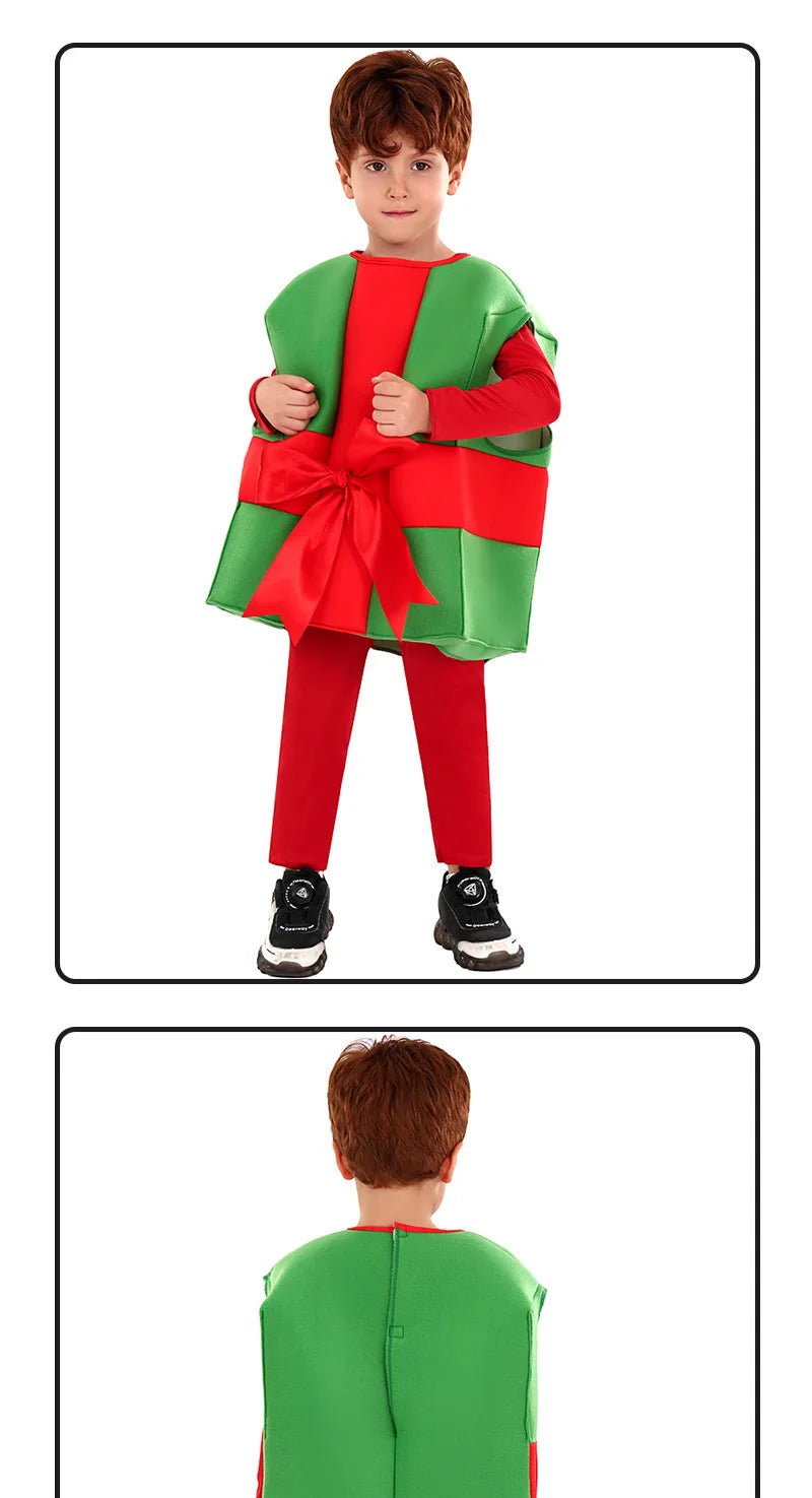 Children's Christmas Performance Costumes: Santa Claus & Gift Box Styles for Holiday Parties & Shows