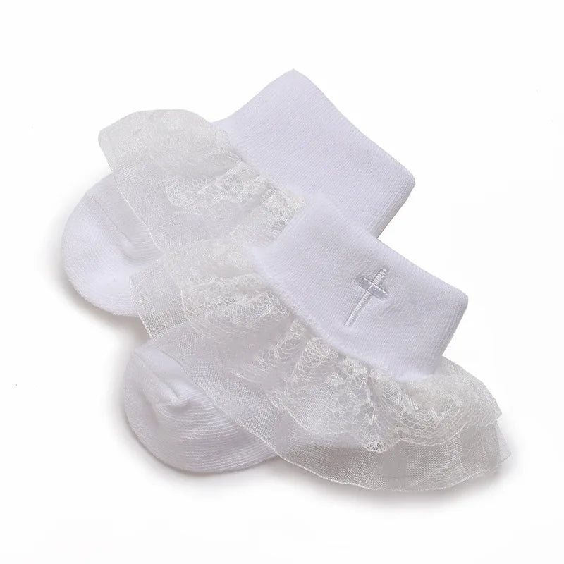 0-2 Years Old Boys and Girls Short Socks Soft Cotton Baby Socks Newborn White Baptism Infant Daily Kindergarten Wear