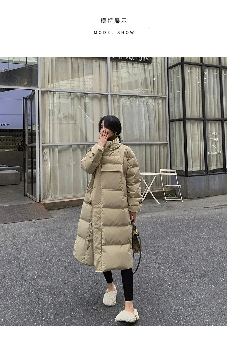 Thick Cotton-padded Jacket Winter Loose Stand Collar Women Coat Cotton Padded Jackets Warm Parka Women Casual Big Pocket Outwear