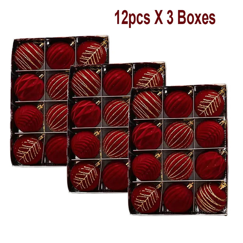 12/16 piezas de adornos navideños de bolas de color rojo vino de 6 cm, con efecto nevado, para árbol de Navidad, fiestas, Año Nuevo, esferas navideñas colgantes.