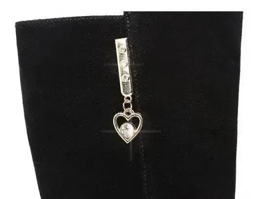 Nuevas botas de nieve cálidas y afelpadas para mujer, informales, planas, combinables, de algodón, a la moda, con cremallera lateral, zapatos de invierno, botas altas hasta el muslo, negras