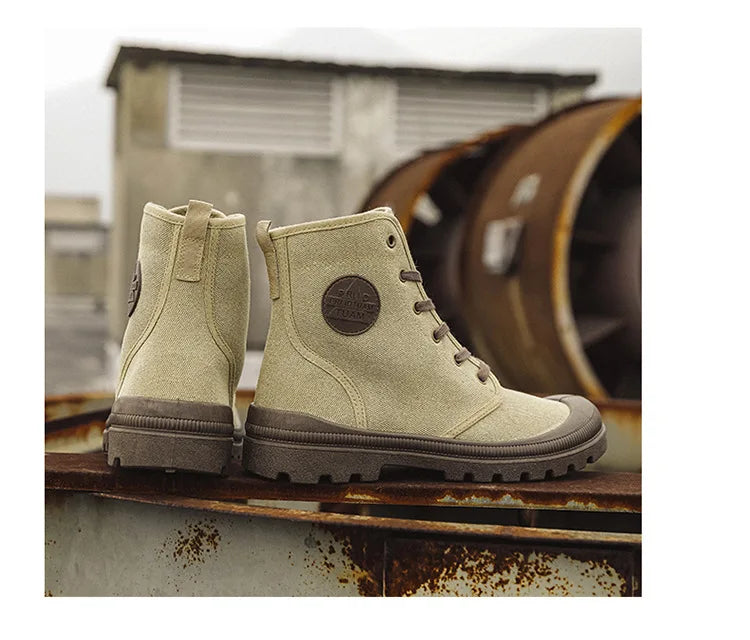 Nouvelles bottes montantes tendance pour hommes, confortables et décontractées, idéales pour l'extérieur, la jungle et l'alpinisme. Bottes à plateforme larges.