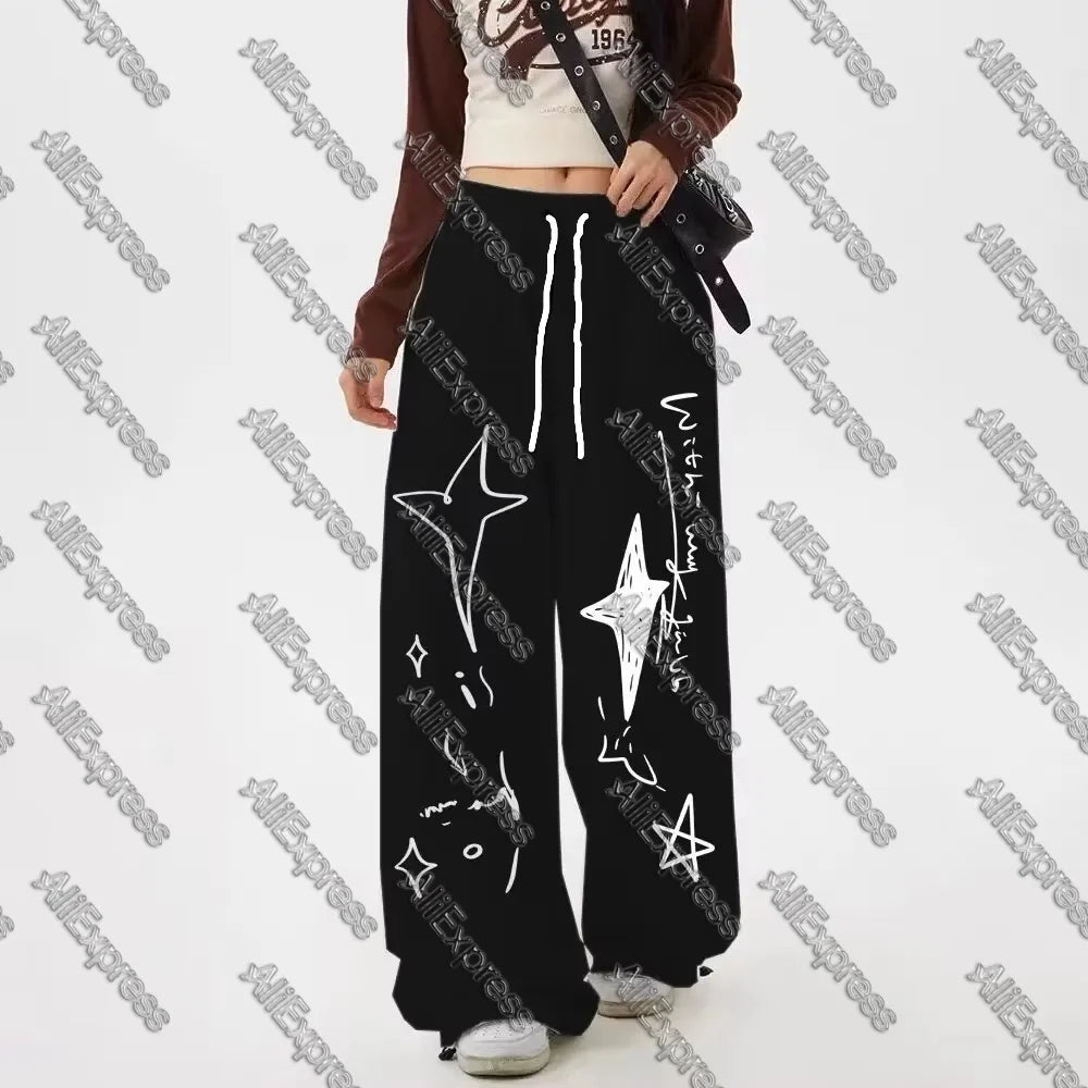 Pantalones holgados de estilo callejero para mujer, estilo hip hop, baile, jazz, informales, de pierna ancha, para modelos femeninas. Comercio electrónico transfronterizo.