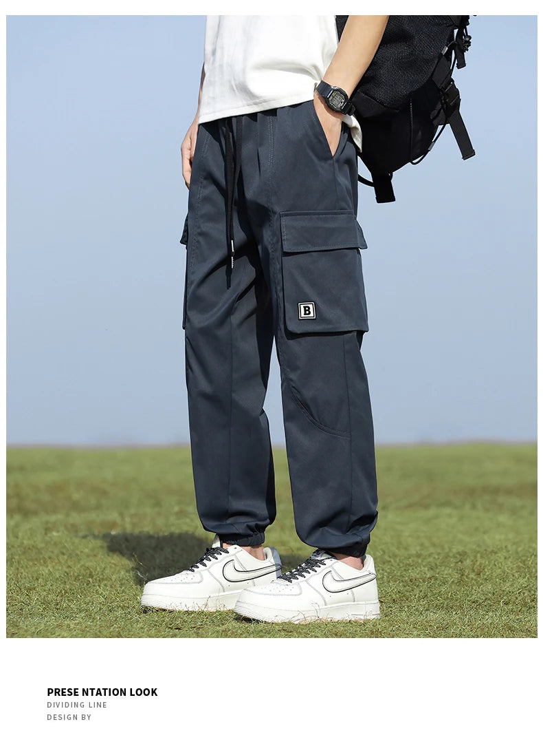 Youth Fashion Trend High-quality Outdoor Sports Leisure Workwear Long Pants Comfortable Breathable Leg Tied Straight Leg Pants