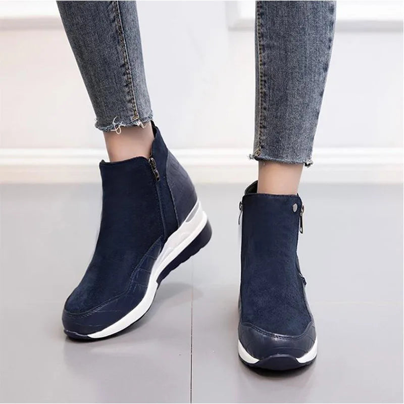 SyfIyno New Women's Fashion Winter Shoes Women's Warm Boots Girls' Platform Snow Shoes Women's Wedge High Heels Large Size 35-43