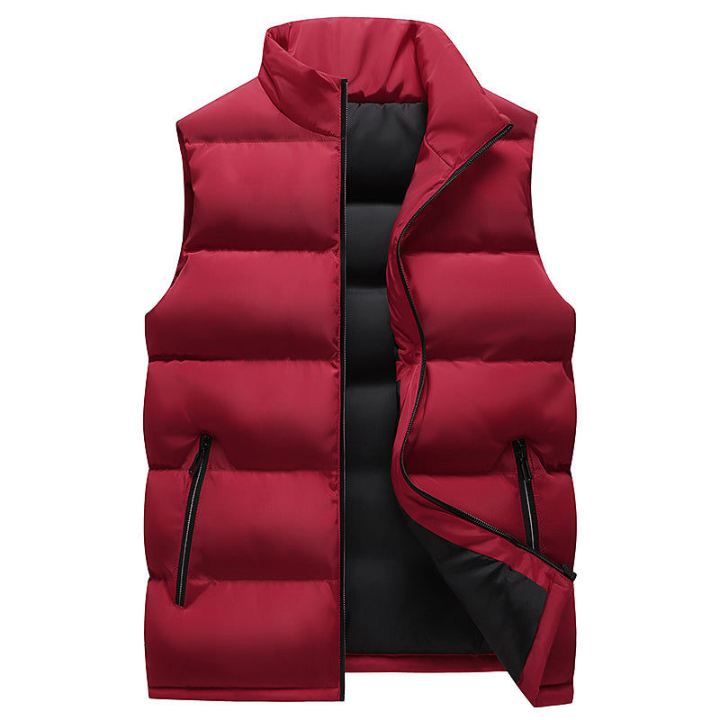 Men's Sweatwear Autum Warm Coats for Men Thickened Stand Collar Down Vest Oversized Winter Puffer Vest Sleeveless Zipper Coat