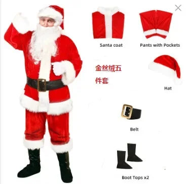 Disfraz de Papá Noel de primera calidad, conjunto de disfraces navideños, ropa de cosplay, Papá Noel friki, pelo verde, Grinch friki, ropa para actuaciones