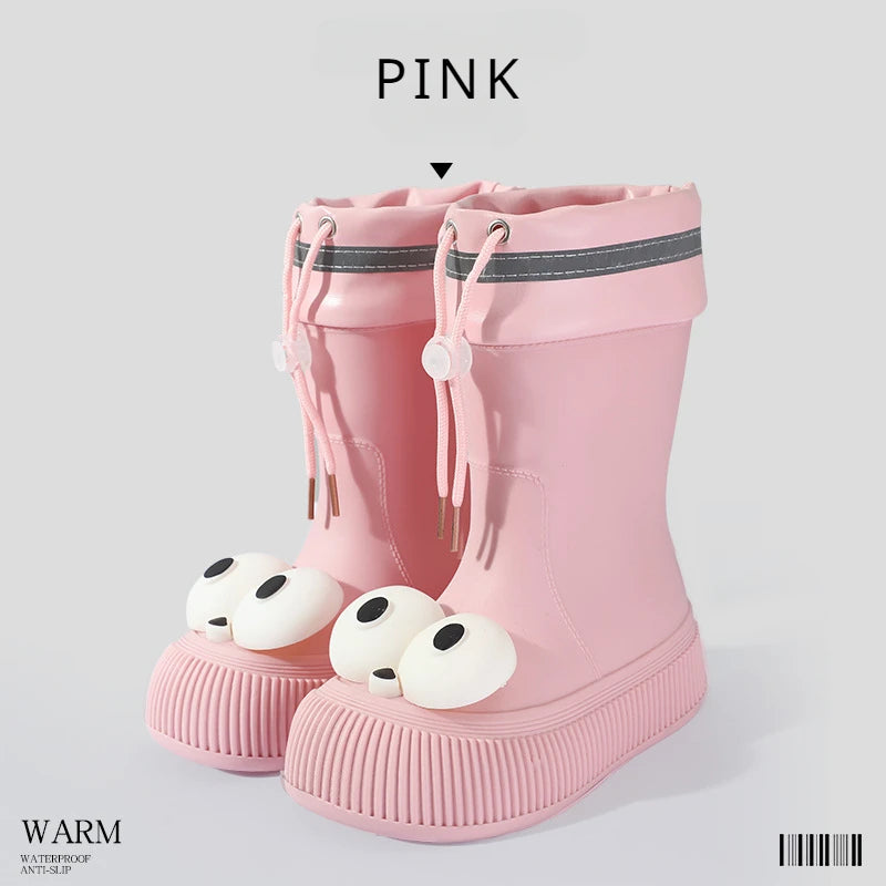 Botas de lluvia para mujer, impermeables, ligeras, con ojales grandes y asas fáciles de poner, resistentes al agua, de altura media.