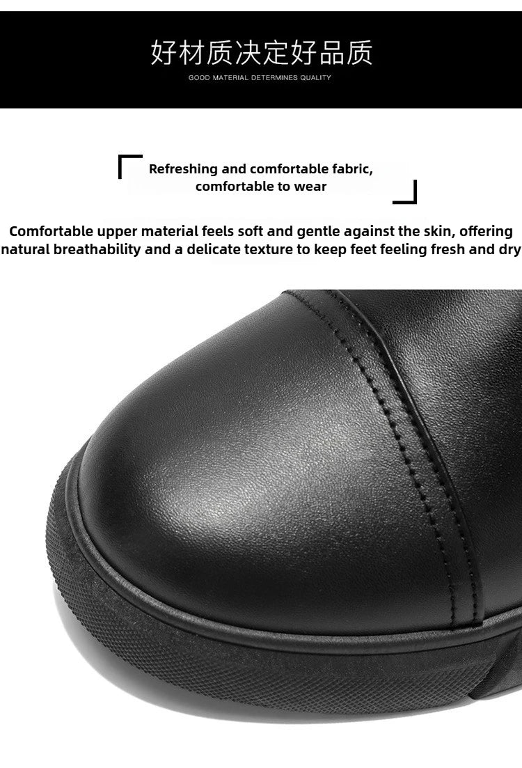 Winter New Fashion Men's Boots Thick Plush Ankle Boots with Thick Soles Black Business Comfortable Leather Shoes tenis masculino