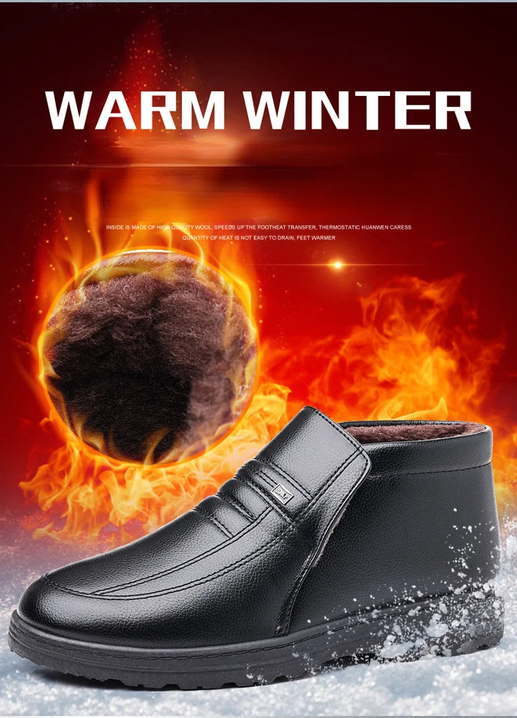 Chaussures en coton pour hommes, montantes, imperméables, décontractées, en cuir, bottes d'hiver chaudes et confortables, bottines tendance pour hommes, nouveautés