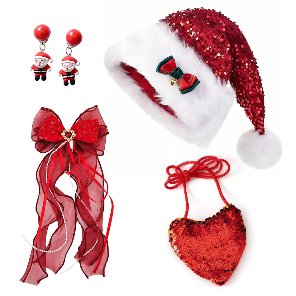 Vestido rojo navideño con capucha para niñas, ideal para el jardín de infancia, la escuela o cualquier ocasión. Disfraz cómodo para fiestas navideñas.