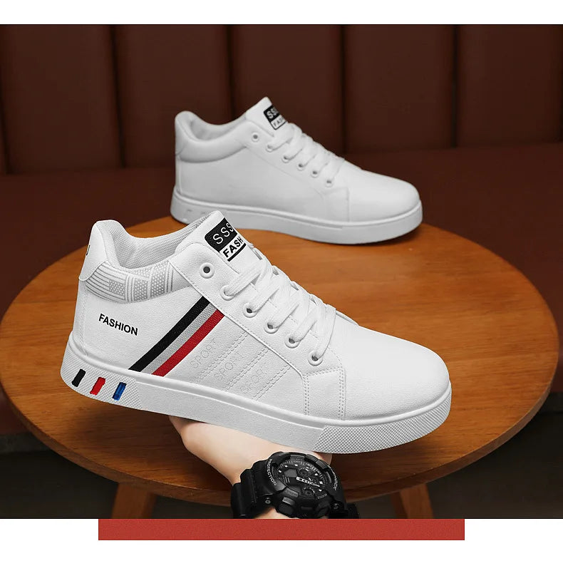 Botas altas para hombre, primavera y otoño, botines blancos transpirables, informales, con plataforma, nuevas