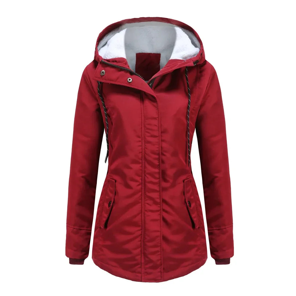 2023 Womens Parker Coat Autumn/winter Cotton-padded Jacket for Women Thickened Jacket Womens Casual Hooded Coat
