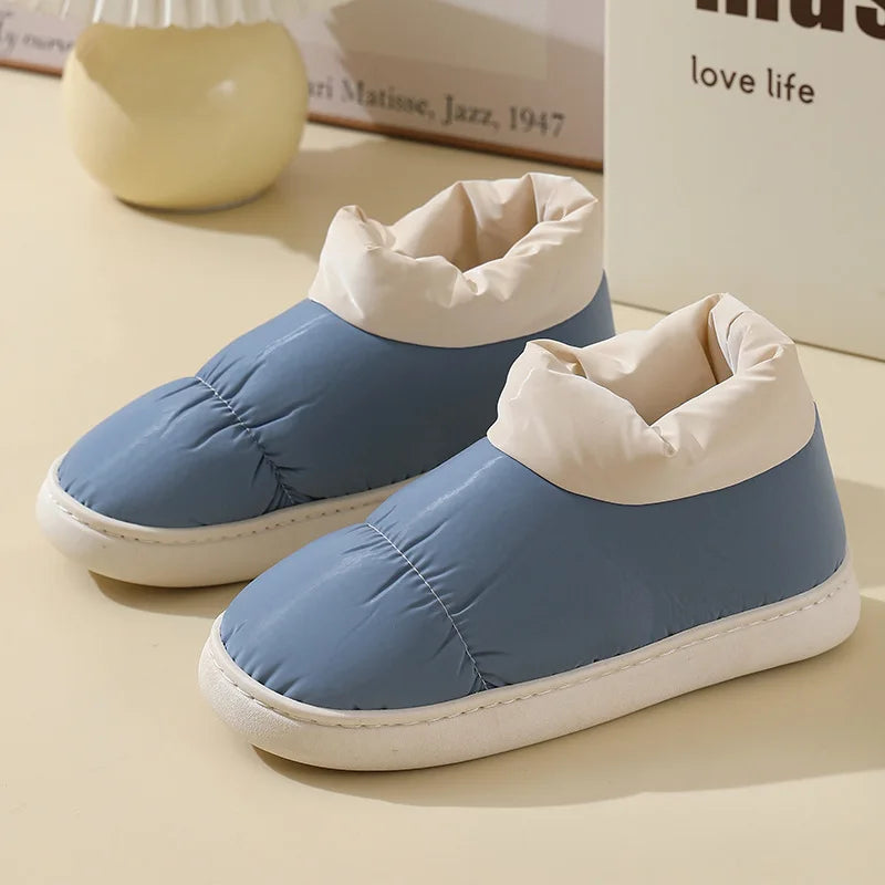 Women's High-End down Fabric Short Boots, Winter Thick-Soled Outdoor Wear, Student Fashion, Couple Indoor Warm, Waterproof, Non-Slip, Thickened