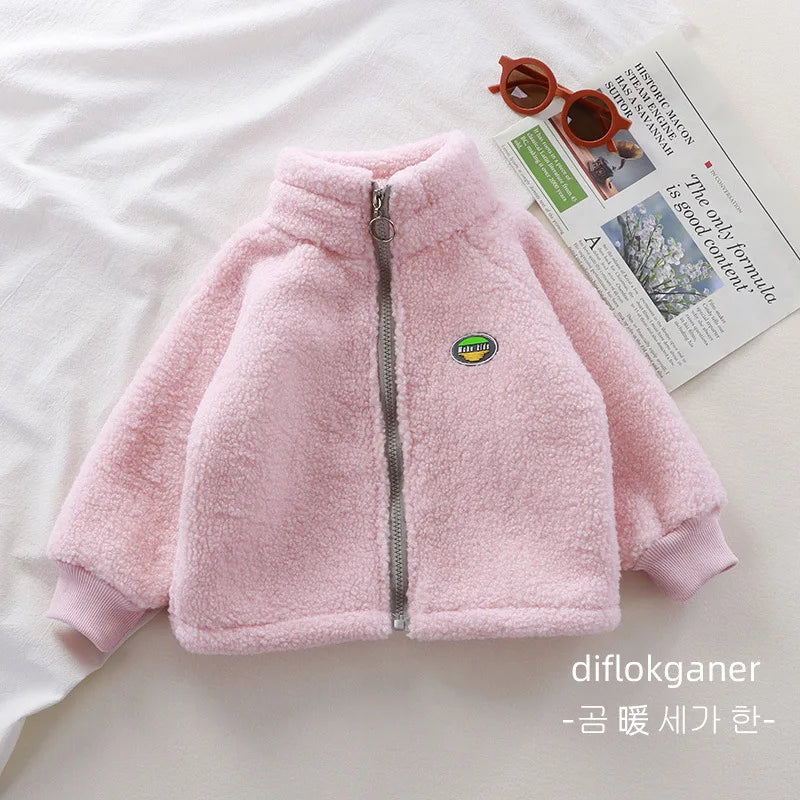 Childrens Clothing Lamb Wool Jacket with Wool Jacket for Boys and Girls Autumn and Winter New Styles Kids Clothes