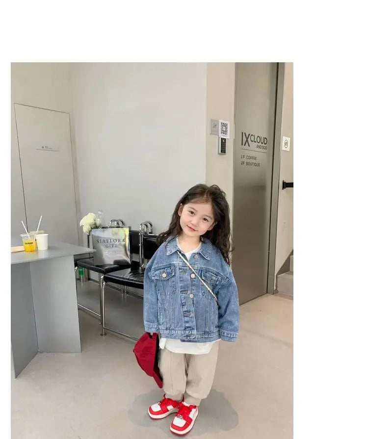 Fashion Kids Denim Jacket For Girls Coat Spring Autumn Children Outerwear Baby Casual Jackets Costume 4-12 Year