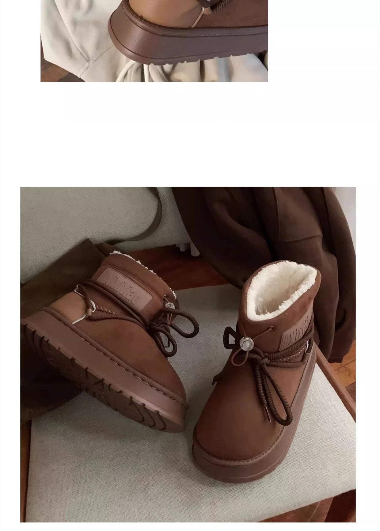 Women’s Snow Boot With Waterproof Lace Up Mid-Calf Outdoor Winter Deep Tread Rubber Sole