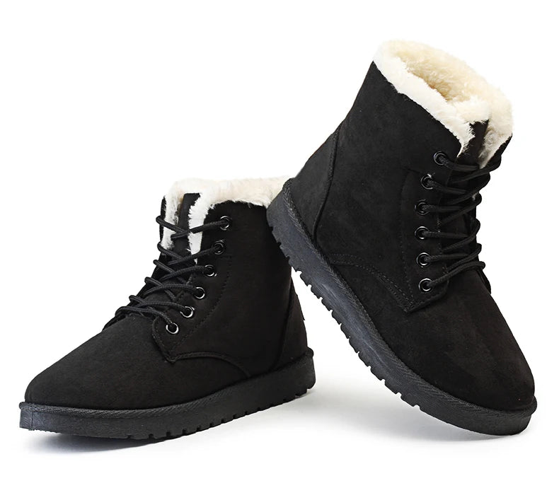 New Fashion Women Boots Winter Snow Boots Female Boots Warm Lace Flat with Women Shoes Tide Shoes Hot Sale 35-40