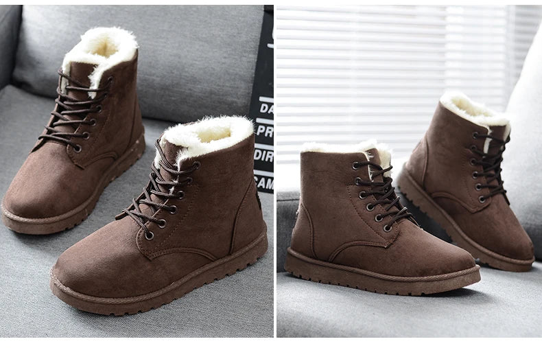 New Fashion Women Boots Winter Snow Boots Female Boots Warm Lace Flat with Women Shoes Tide Shoes Hot Sale 35-40