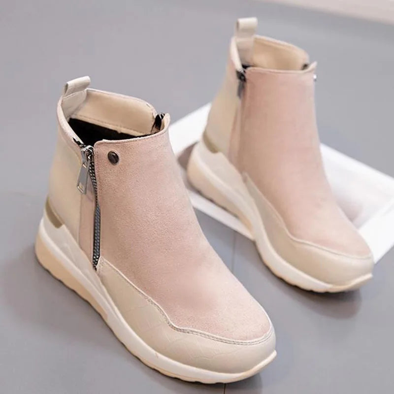 SyfIyno New Women's Fashion Winter Shoes Women's Warm Boots Girls' Platform Snow Shoes Women's Wedge High Heels Large Size 35-43