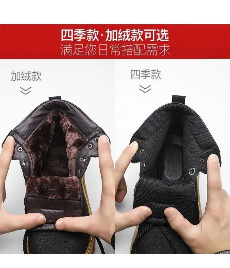 Botines de verano para hombre, cómodos botines de plataforma de cuero, botas de trabajo antideslizantes para hombre, botas altas de motociclista