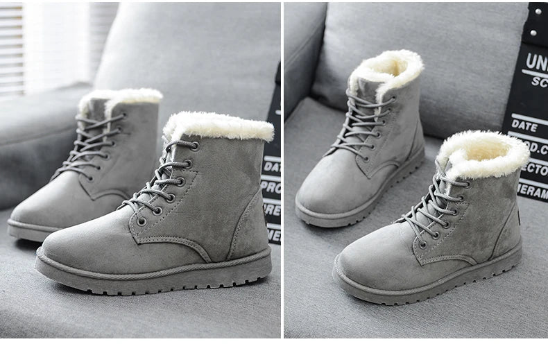 New Fashion Women Boots Winter Snow Boots Female Boots Warm Lace Flat with Women Shoes Tide Shoes Hot Sale 35-40