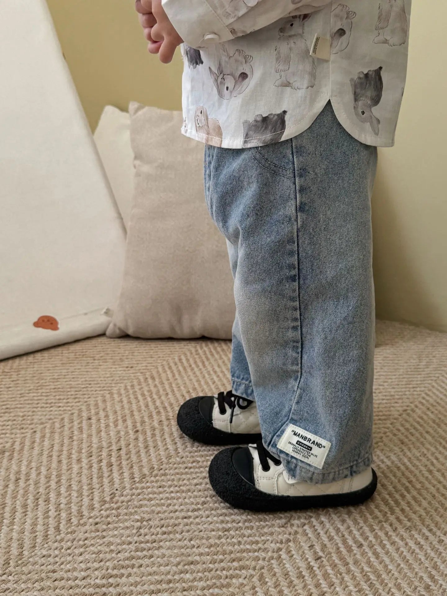 2025 New Style Autumn Toddler Boy Outfits Wide Leg Jeans Cartoon Print Hoodie Girls Clothing for 0-5 Y Baby Girls Boys Clothes