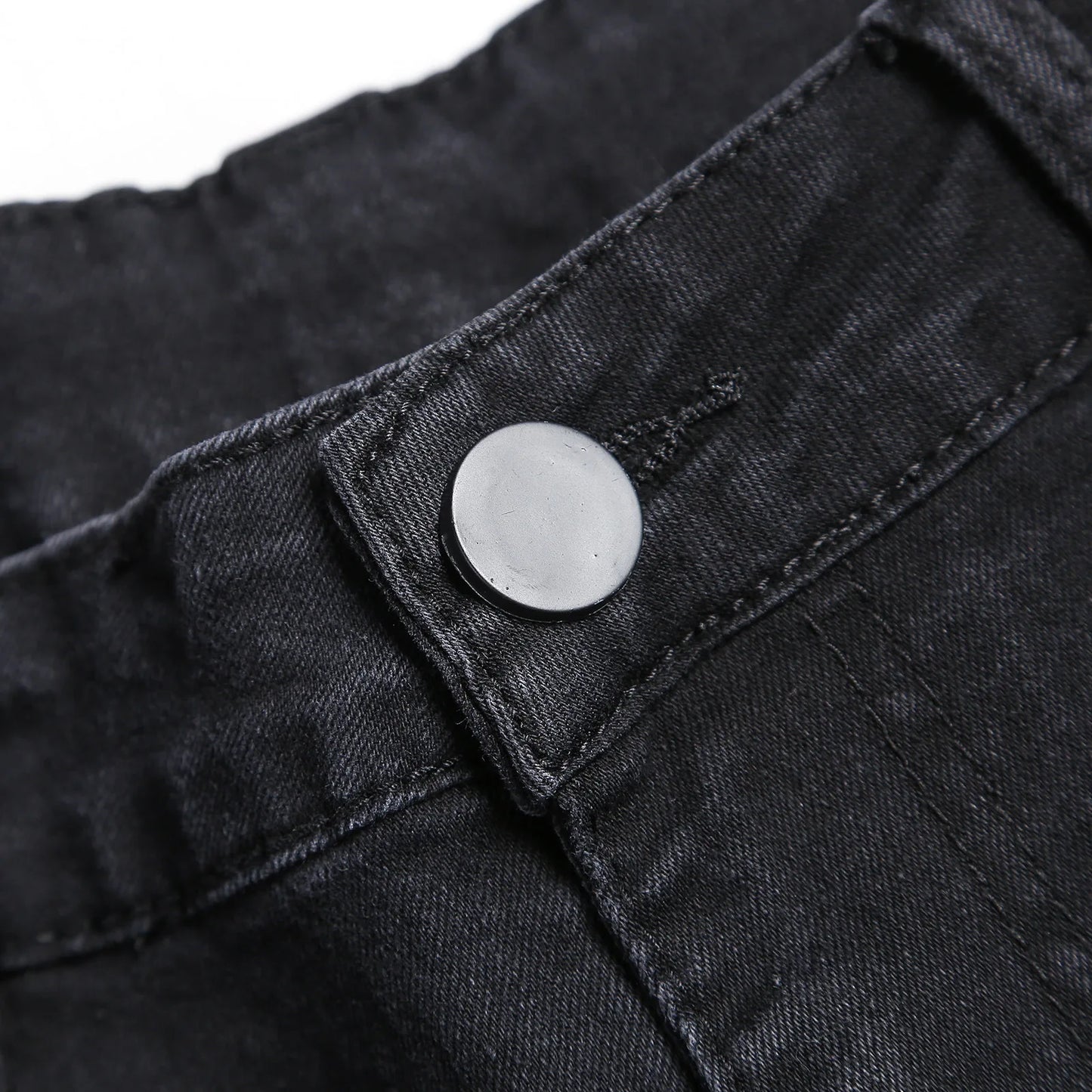 New Jeans Paint For Men Spring Summer Fashion Men Wash Worn Holes Patch Paint printing micro-bullet Small Feet Black Male Denim
