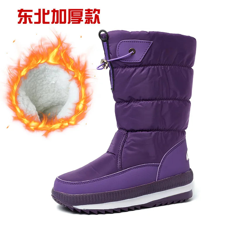 Women Winter Boots Platform Snow Boots Waterproof Non-slip Thick Plush Warm Mid-calf Boots for Women Winter Shoes