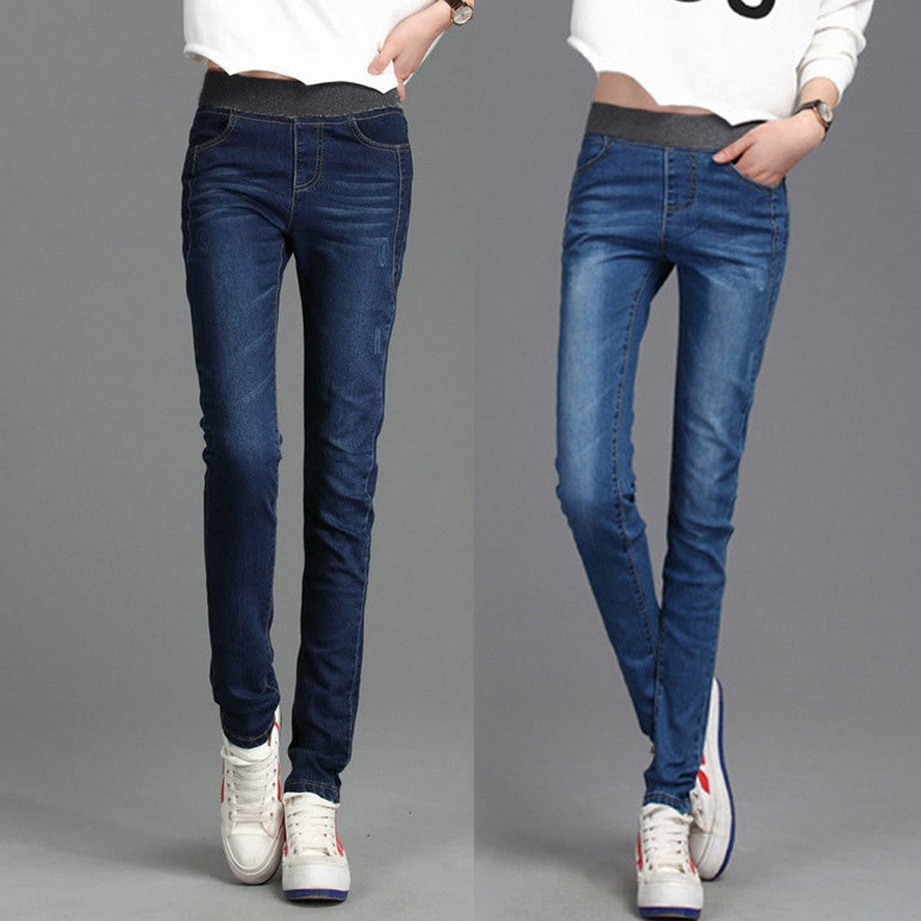 Fashion Pencil Pants Plus Size Women Pants Loose High Waist Casual Jeans Elastic Waist High Waist Vintage Streetwear 청바지