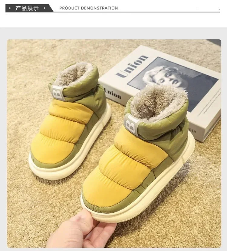 Bottes de neige pour hommes et femmes, chaussures d'hiver confortables et épaisses en coton, imperméables et antidérapantes, chaussures plates décontractées pour l'extérieur