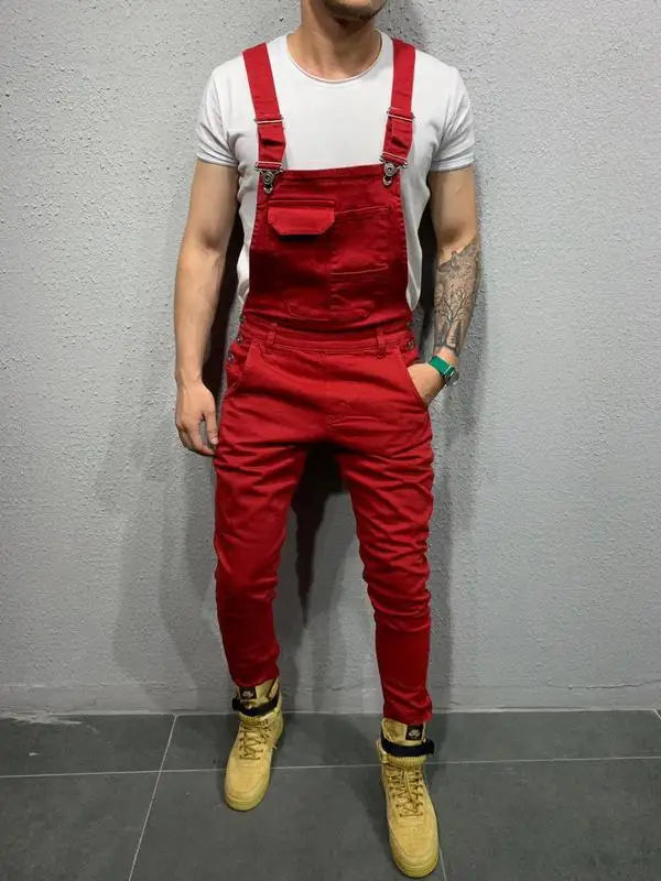 Women Jeans Rompers Washing Ankle Length Overalls Pencil Pants One Piece High Street Pockets Spliced Solid Slight Strech