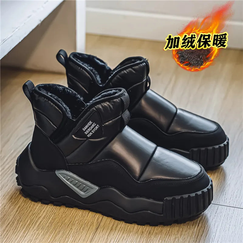 Winter men's thick-soled high-top cold-resistant snow boots, piled and thickened warm cotton shoes, non-slip men's boots