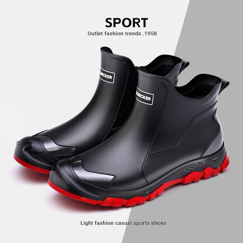 Botas de lluvia para hombre, ideales para primavera y otoño. Botas de goma resistentes e impermeables. Botas de lluvia de invierno con forro polar para hombre. Tallas grandes. Calzado de protección laboral.