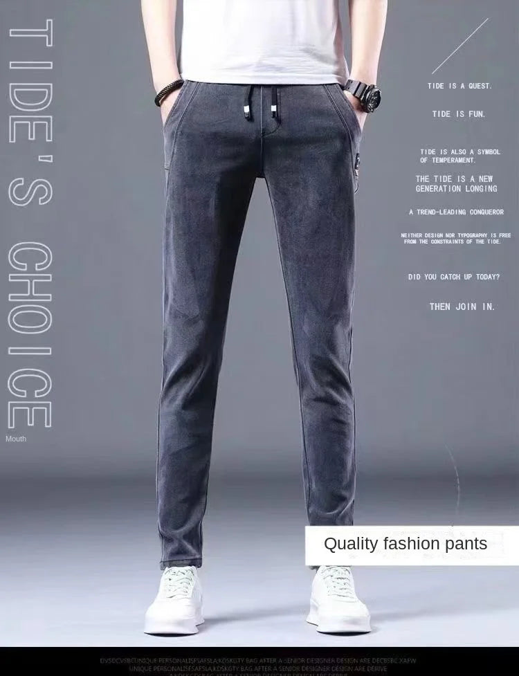 2024 New Korean Fashion Summer Thin Loose Jeans Mens Drawstring Pants Golf Joggings Jeans Man Japanese Streetwear Harem Trousers
