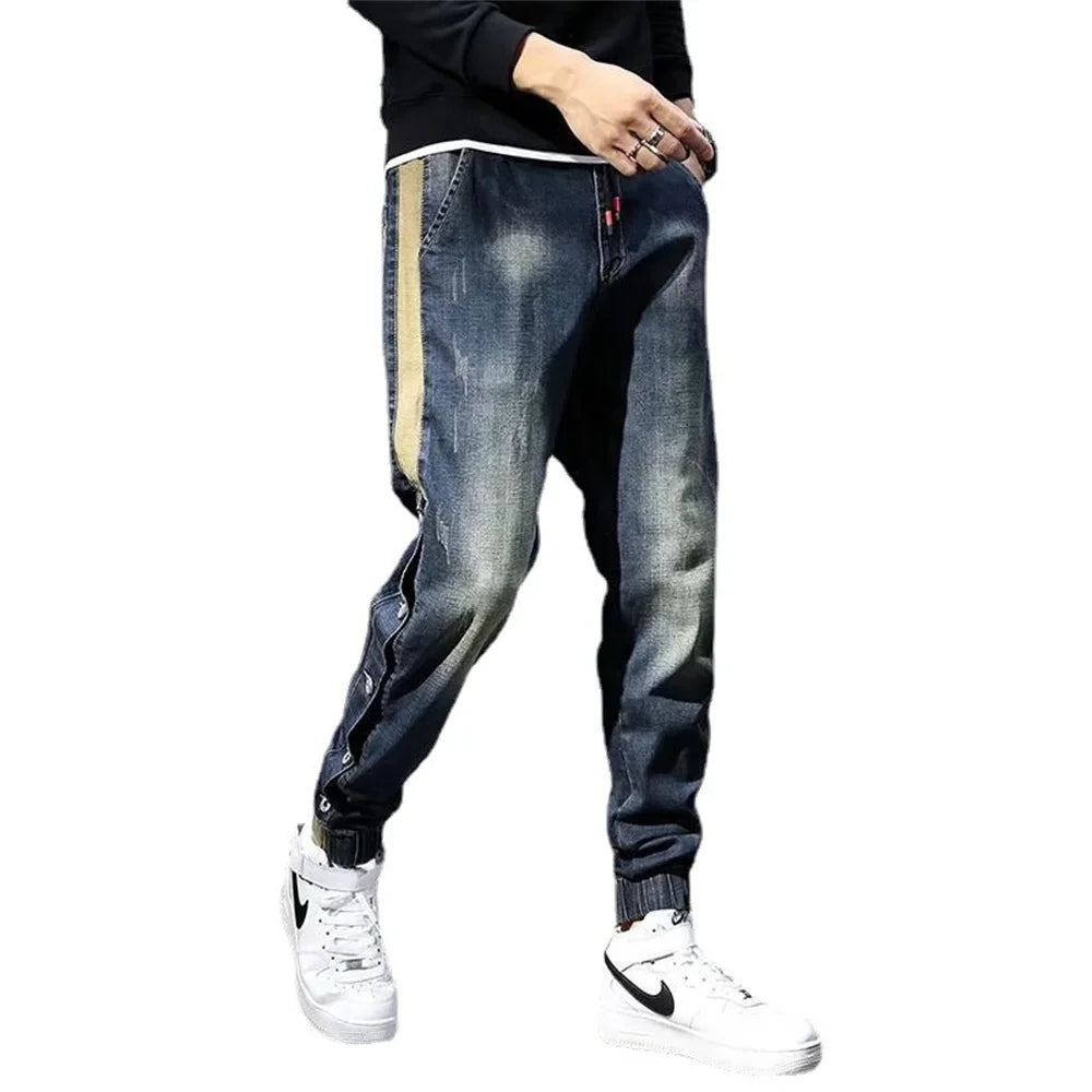 Mens Jeans Harem Pants Fashion Pockets Desinger Loose Baggy Moto Jeans Men Stretch Retro Streetwear Relaxed men clothing pants