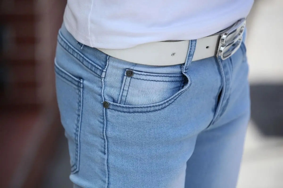 Pantalones vaqueros ajustados de estilo coreano para hombre, de lujo, para la nieve, para jóvenes, para primavera y otoño, informales, de algodón