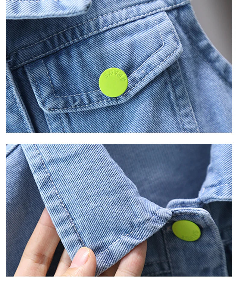 Cool Denim Vest Coat Kids Boys Girl Fashion Ripped Denim Vest Sleeveless Jean Jacket Waistcoat with Pockets Casual School Wear